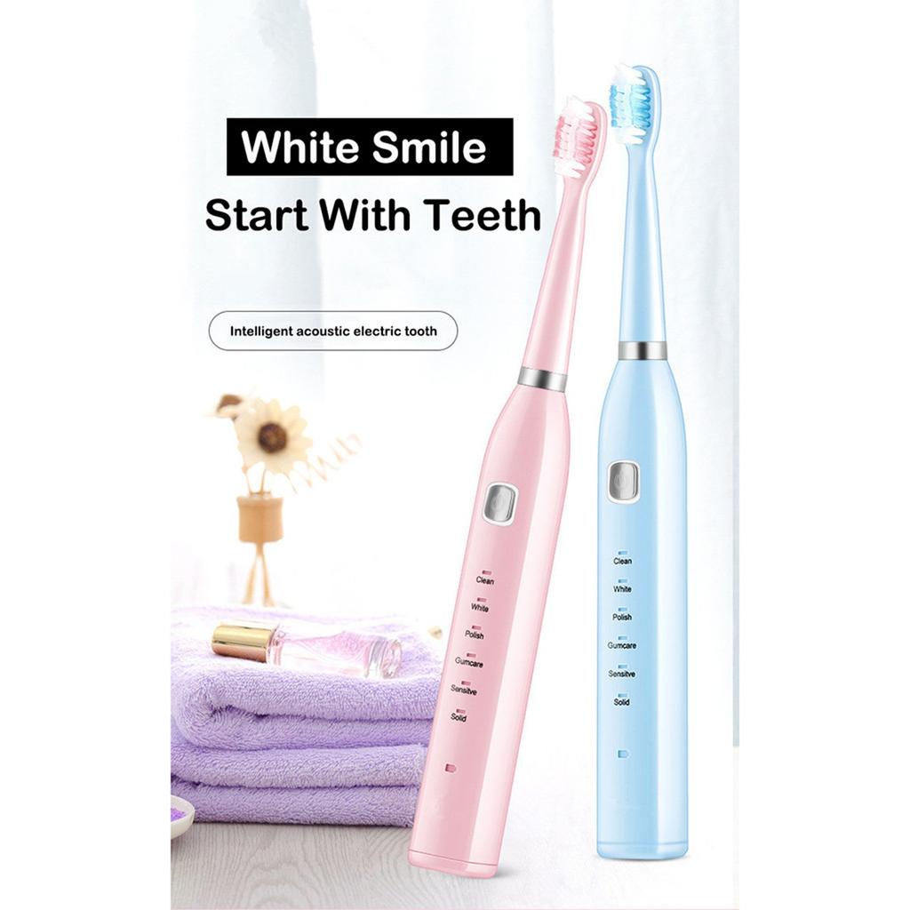 Electric Toothbrush, USB Waterproof Rechargeable Toothbrush for Adults, 6 Modes