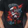 Rock And Roll Skull T Shirt Retro Punk Skeleton Gothic Rocker Vintage Rebel Streetwear Top Vintage Casual Slightly