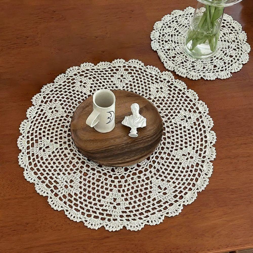 New Round Oval Crochet Doilies Crochet Cotton Beige Cotton Doilies Lace Placemats
