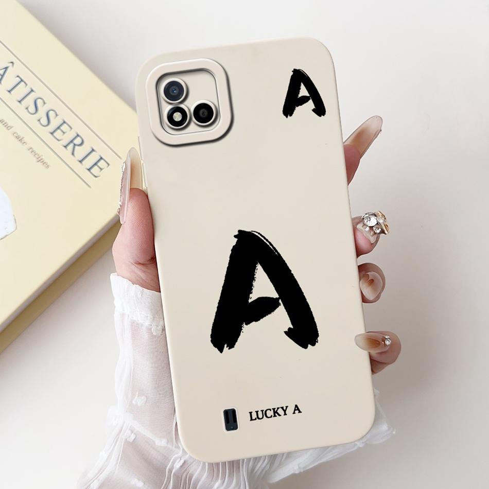 For Realme C11 (2021) Lucky Initial Letter Phone Case For Realme C11 2021 2020 RMX3231 RMX2185 Soft Silicone Shockproof Cases