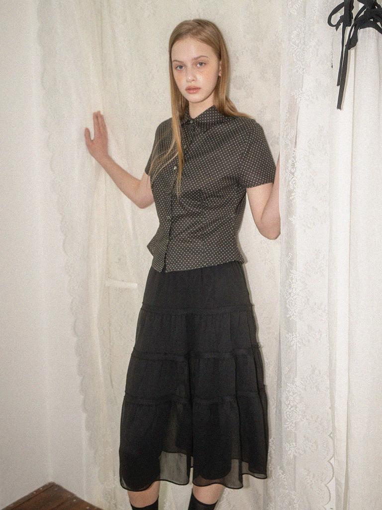 MOROA Dot Short Sleeve Shirt - Black