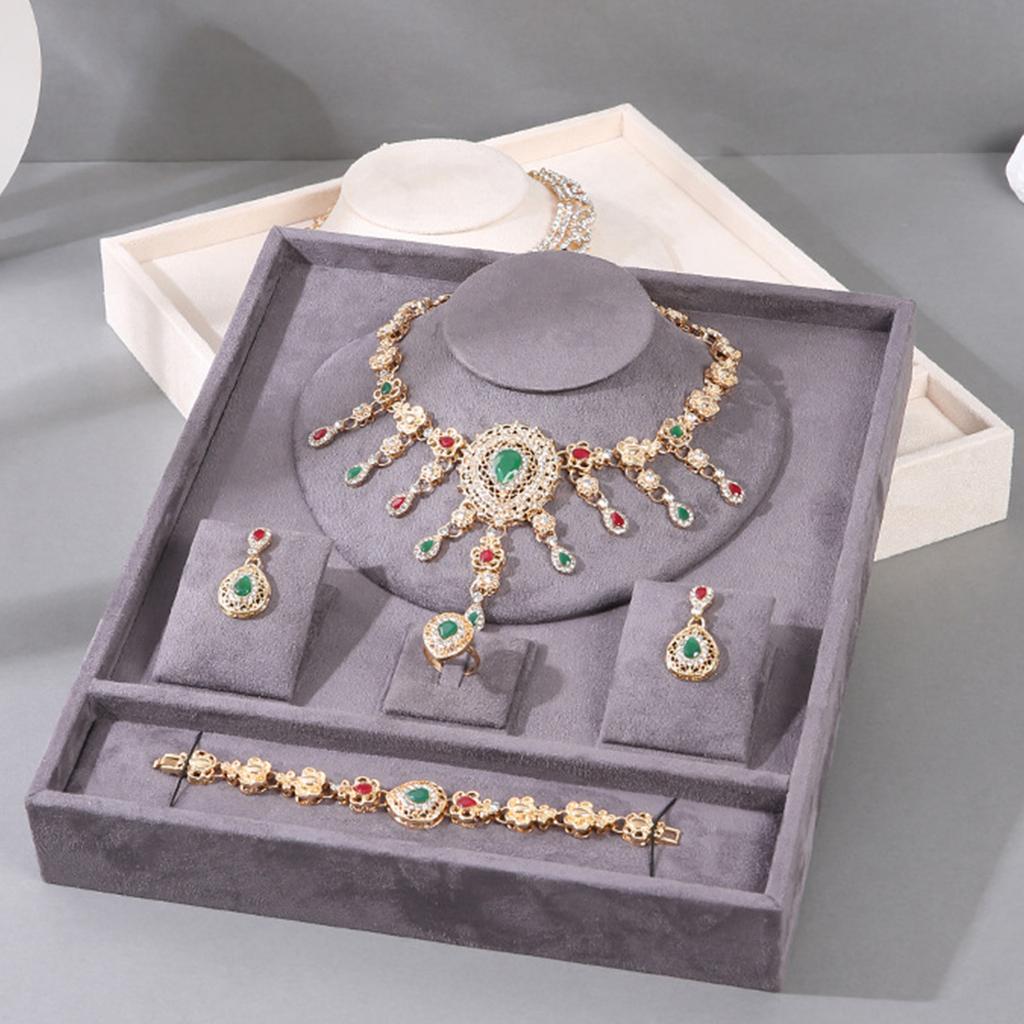 Versatile Jewelry Display Stand Soft Velvets Tray for Protecting and Showcasing Bracelets Necklaces and Earrings Holder