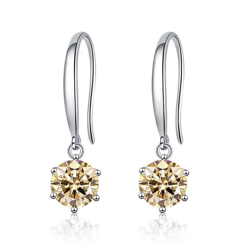 

Bague Ringen S925 Sterling Silver Inlaid D Color Moissanite Long Earrings For Girlfriend Valentine s Day Gift 0.5ct*2 світло-жовтого кольору
