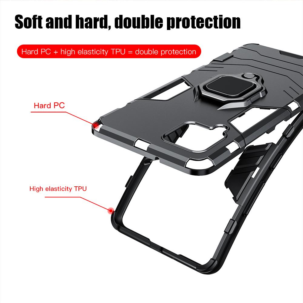 KEYSION Custodia blindata antiurto per Samsung A12 con anello reggiano Bumper Cover posteriore in silicone per Galaxy A12