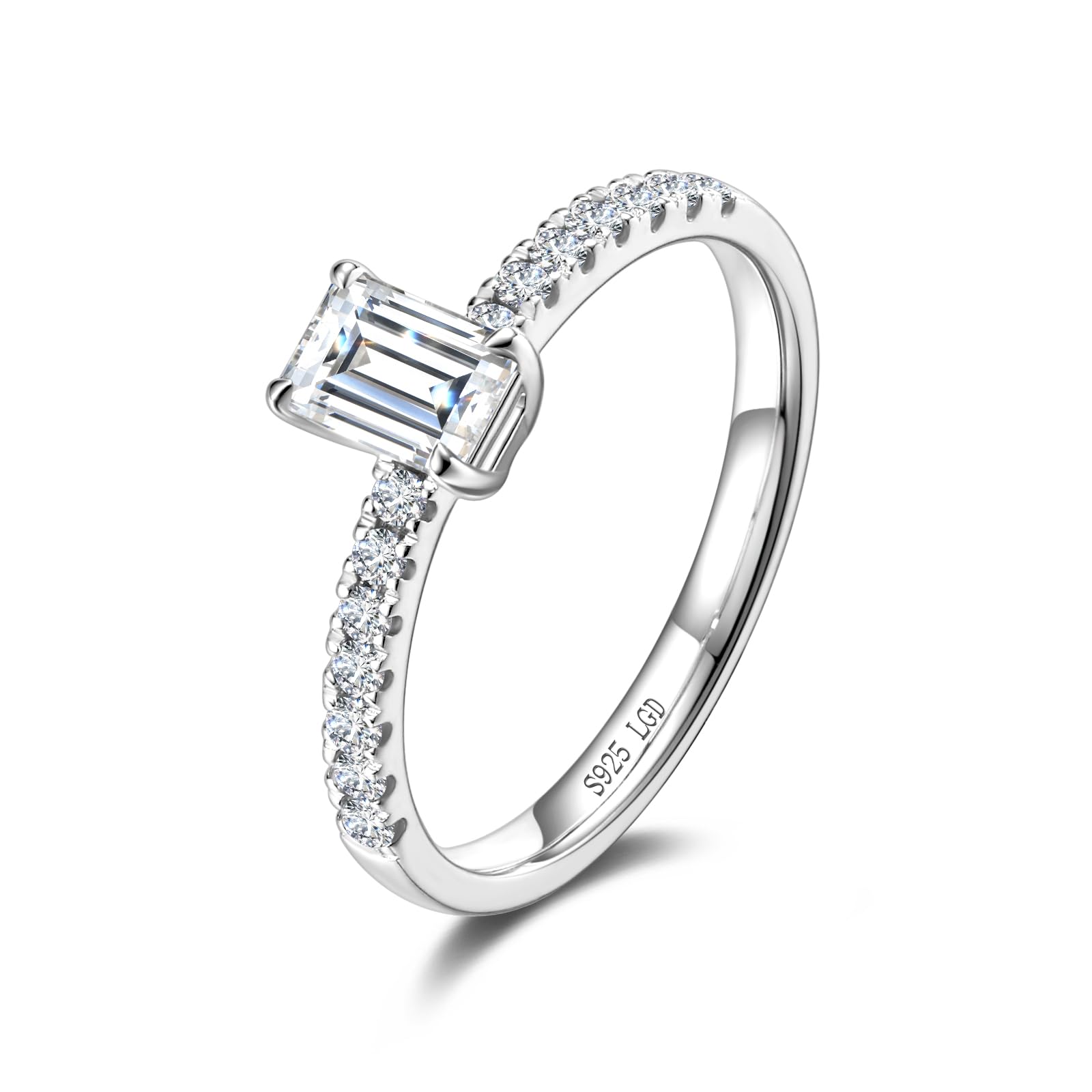 

FANCIME Diamond Ring Main Sterling Baguette Perfect for and Gift Wrapping Women s One Promise Stone 0.5ct (0.6ct) / 0.6ct (11ct) Silver, Lab-Cut