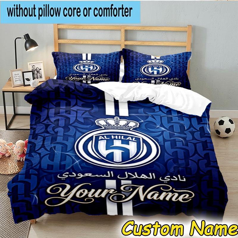 3pcs Custom Name Hilal FC Crest Bedding Set Includes 1 Duvet Cover & 2 Pillowcases for All Seasons Dormitory Home Decor Christmas Gifts