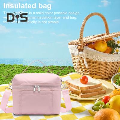 Insulated Lunch Bag for Adults Lightweight Nylon Waterproof Lunch Box with Removable Strap Thermal Double Zipper Lunch Pouch for Work Picnics Camping
