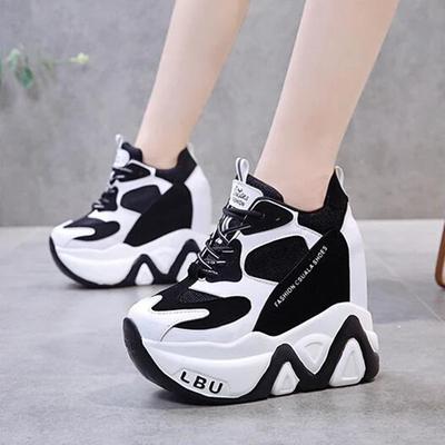 High-Quality Trainers Sneakers Women High Platform Shoes New Breathable Women Height Increasing Shoes 12.5CM Thick Sole Woman