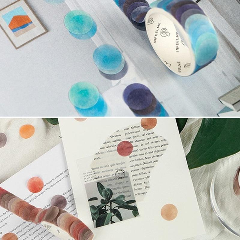 2 Rollen 14*14mm Hartbonbon Punktfarbe Washi Journaling Schreiben Erinnerung Washi Tape Deko Geschenk Etikett Ins Abdeckbänder Leicht zu reißen