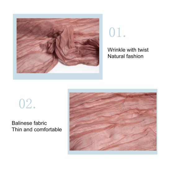 Women Scarf Solid Color Long Wide Crumple Thin Decorative Soft Perspective Wrinkled Scarf Clothes Accessory