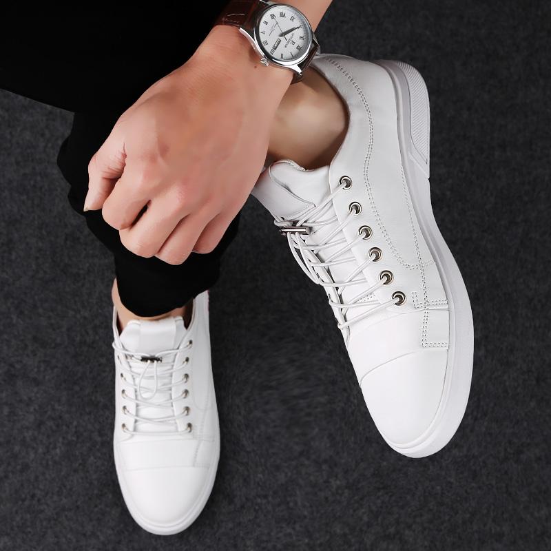 Luxury Shoes Men Fashion Genuine Leather Casual Shoes High Quality Male Comfortable Sneakers Comfy Winter Lace-Up Skate Shoes