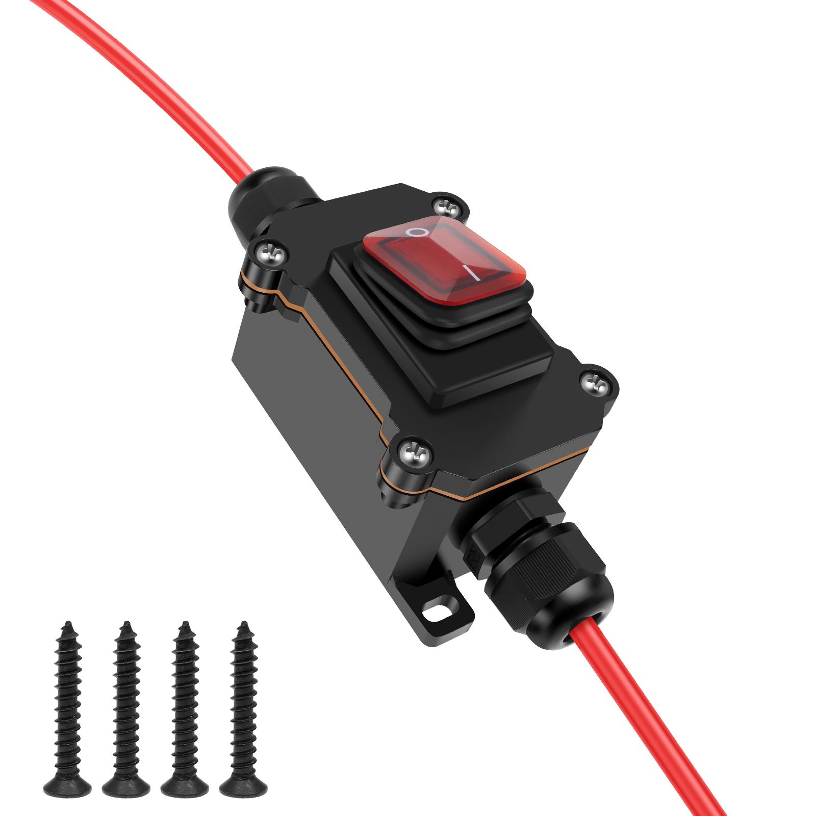 

2 шт. 12-220 В Водонепроникний Морський Тумблер зі Світлодіодом IP67 Вбудований Шнур Живлення Зовнішня Розподільна Коробка Електричний Вимикач для Майстерні