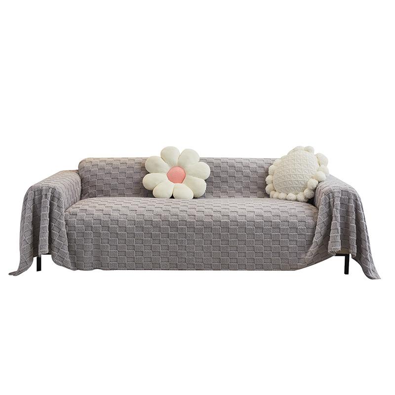 Autumn and Winter Solid Color Thickened Three-Dimensional Suede Sofa Towel Sofa Cover Towel Anti-Scratching Sofa Cover Universal Cover Blanket