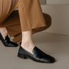 Cow Leather Square Toe Women Flats Casual Loafers Women Shoe Low Heel Spring Autumn Mules Woman Simple Shoes 2024 Women Shoes
