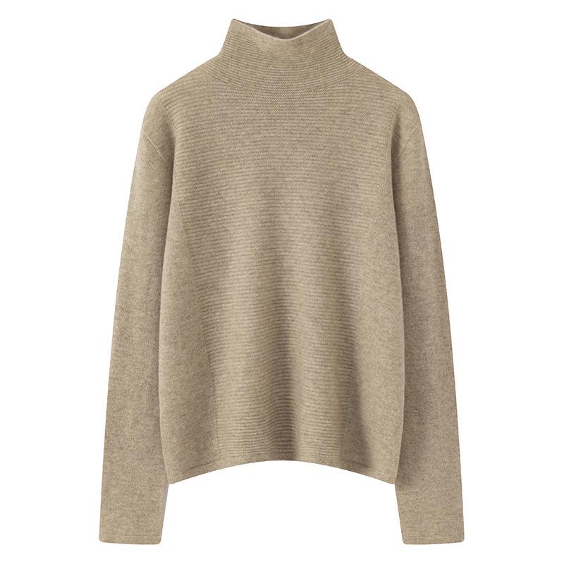 Women's High-Neck 100% Cashmere Sweater - New Fashion Solid Color Pullover Warm Knitwear
