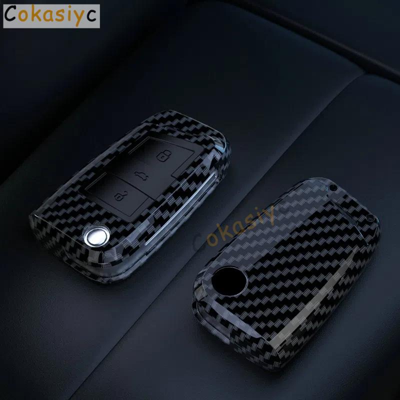 ABS Carbon Faser Auto Schlüssel Fall Abdeckung Fob Für VW Volkswagen Golf 7 MK7 Tiguan MK2 Für SEAT Ateca Leon FR 2 Ibiza Für Skoda Octavia