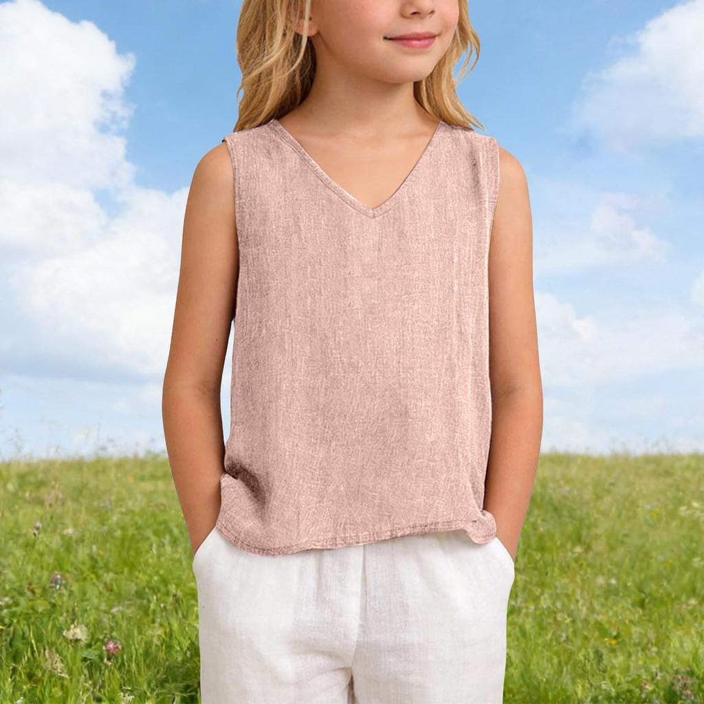 Lockeres T-Shirt für Kinder: Lässiges ärmelloses Mädchen-Tanktop