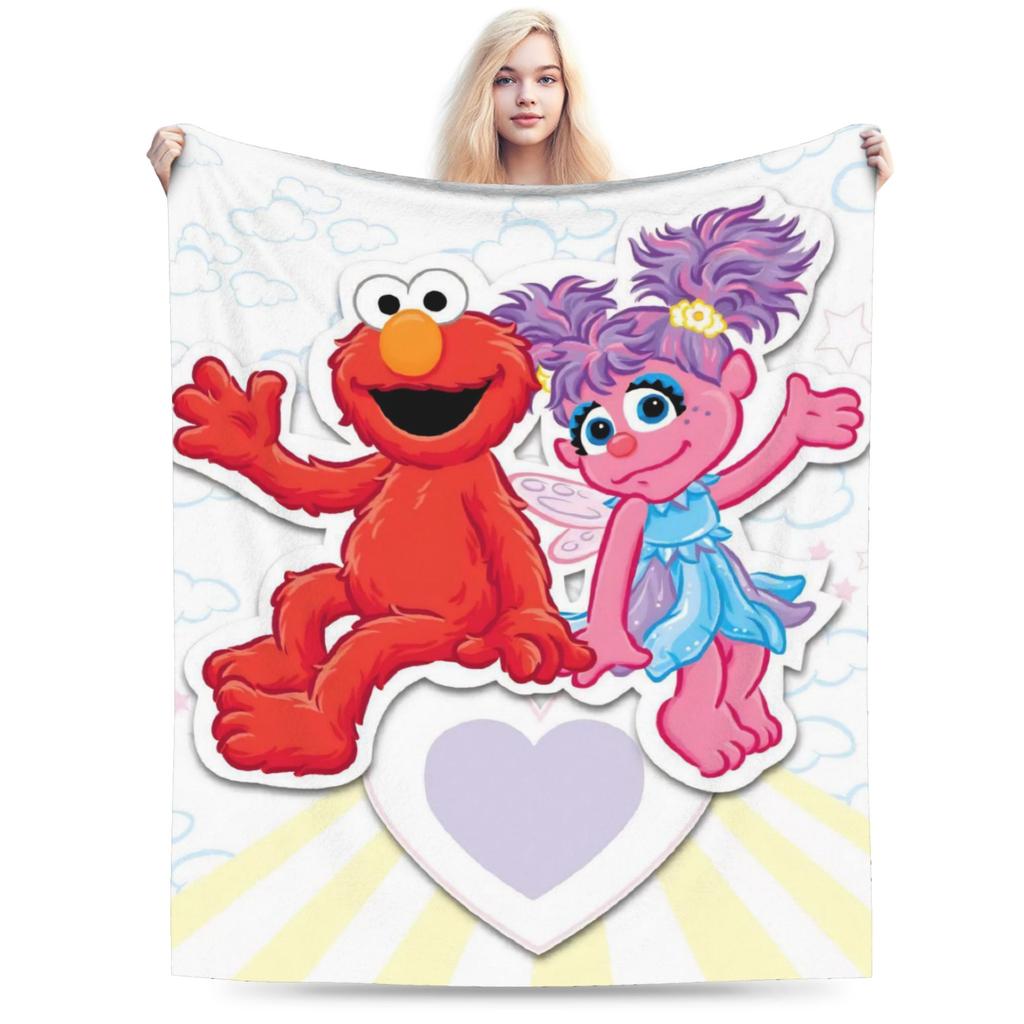 Sesame Street Cartoon Fleece Throw Blanket Elmo Abby Blankets for Home Office Warm Bedding Throws