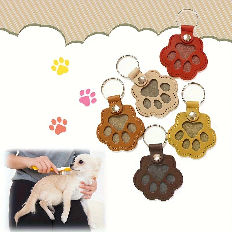 Pet Hair Clipper Storage, Dog Paw Keychain, Memorial Box, with Funeral Hair Storage for Pets, Leather, Pawprint Design Storage