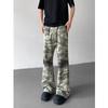 American High Street Trendy Brand Camouflage Jeans Men and Women Street Ruffians Handsome Retro Versatile Loose Micro-pull Casual Straight-leg Pants