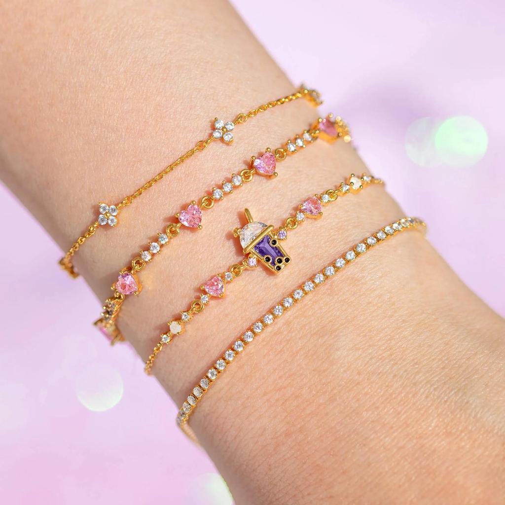 European & American Fashion Butterfly Heart Rhinestone Bracelet: Elegant Luxury Hand Jewelry in Sweet Copper