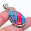 Natural Rainbow Calsilica Gemstone 925 Sterling Silver Pendant 1.77" AP-15471