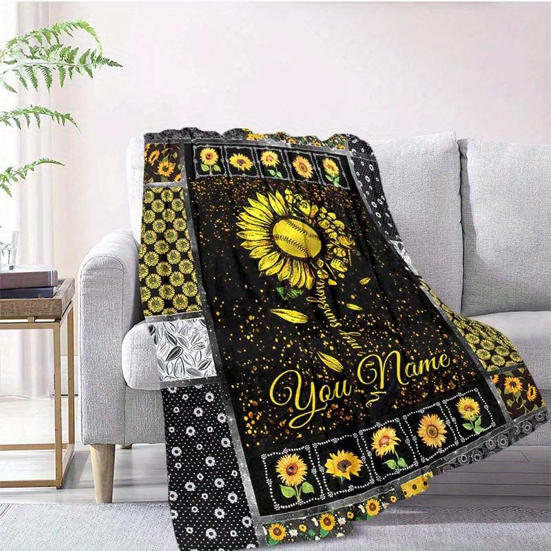 Yellow Sunflower Customize Your Name Blanket Warm Comfortable And Soft Blankets Are Suitable For Home Lunch Break Blanket Office Sofa Sofa Gift To