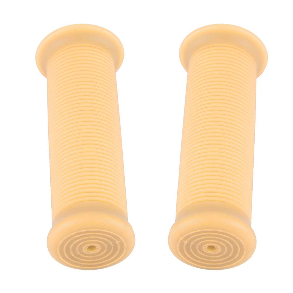 Akozon Handlebar Grips, 1" (25mm) / 1.1" (28mm) Universal Motorcycle Non-Slip Striped Vintage TPU Handlebar Grips, Fits Most Motorcycles (Beige)