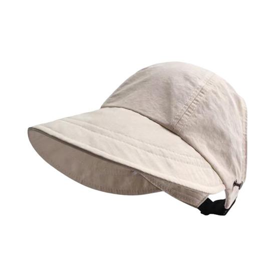 

Sun Hat Adjustable Back Buckle Extended Brim Hollow Top Design Ponytail Hat Summer Outdoor Activities Sun Protection Hat 1pc бежевый