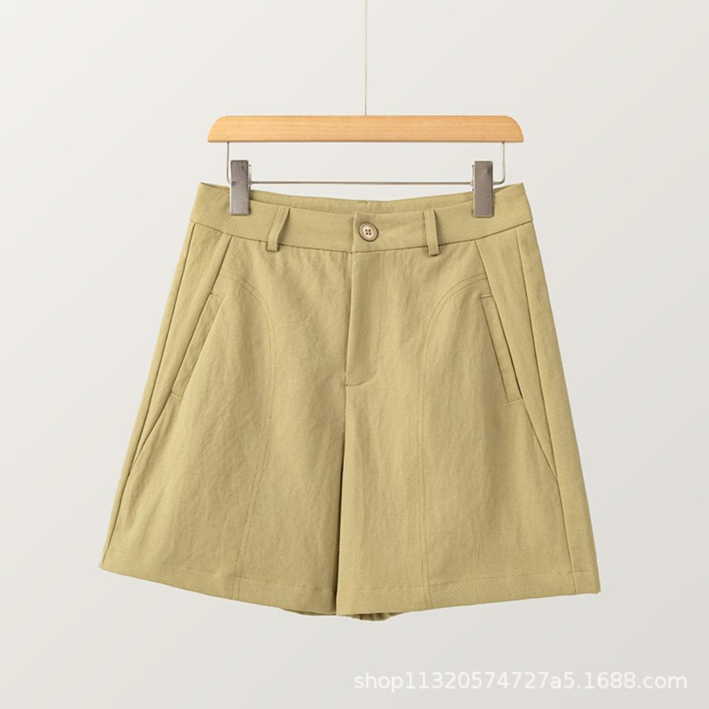 Women's High Waist Wide Leg Shorts Solid Color Casual Summer Bermuda Suit Pants
