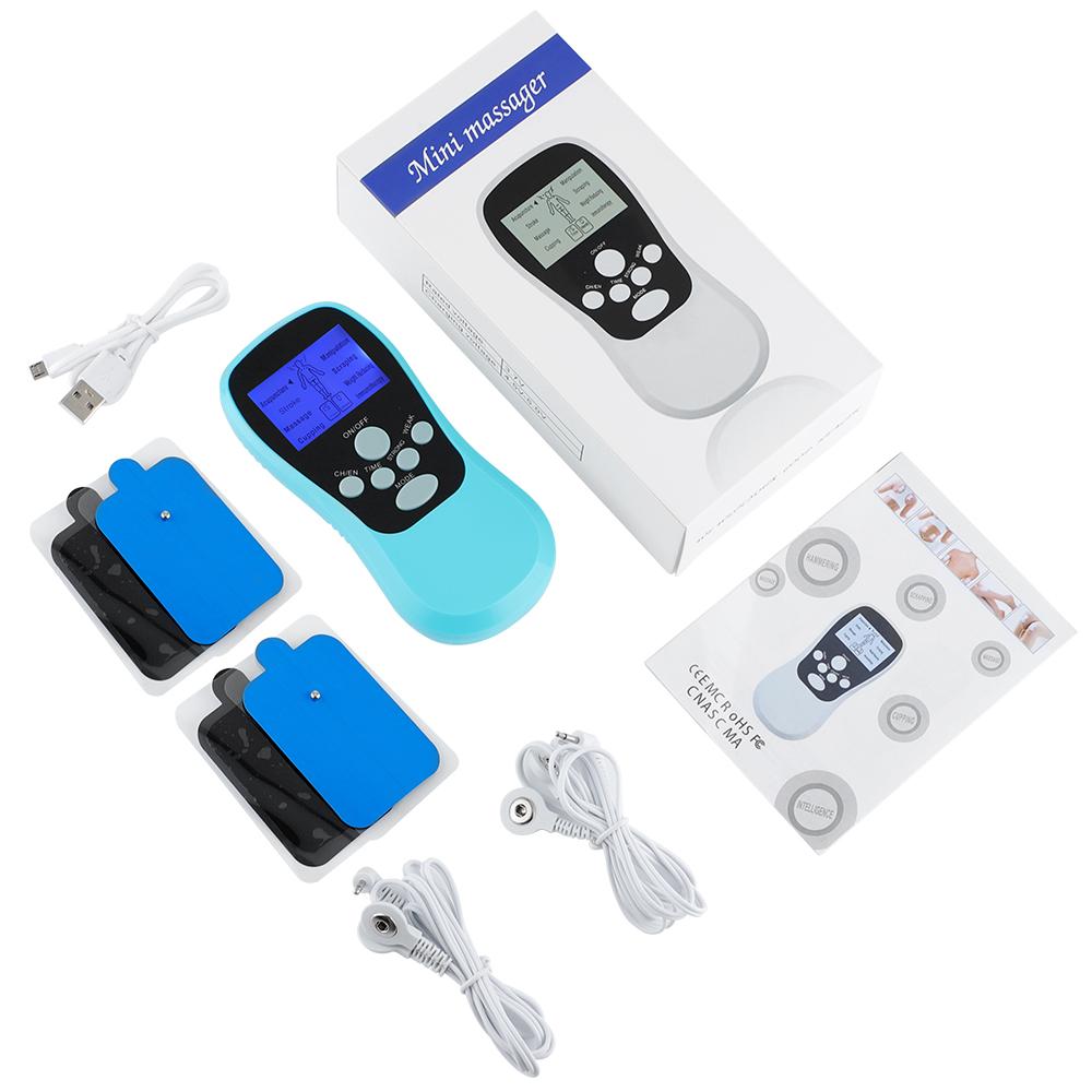 

Rechargeable 8 Modes Tens Unit EMS Electric Muscle Stimulator Microcurrent Acupuncture Digital Full Body Massager Dual Channel синий