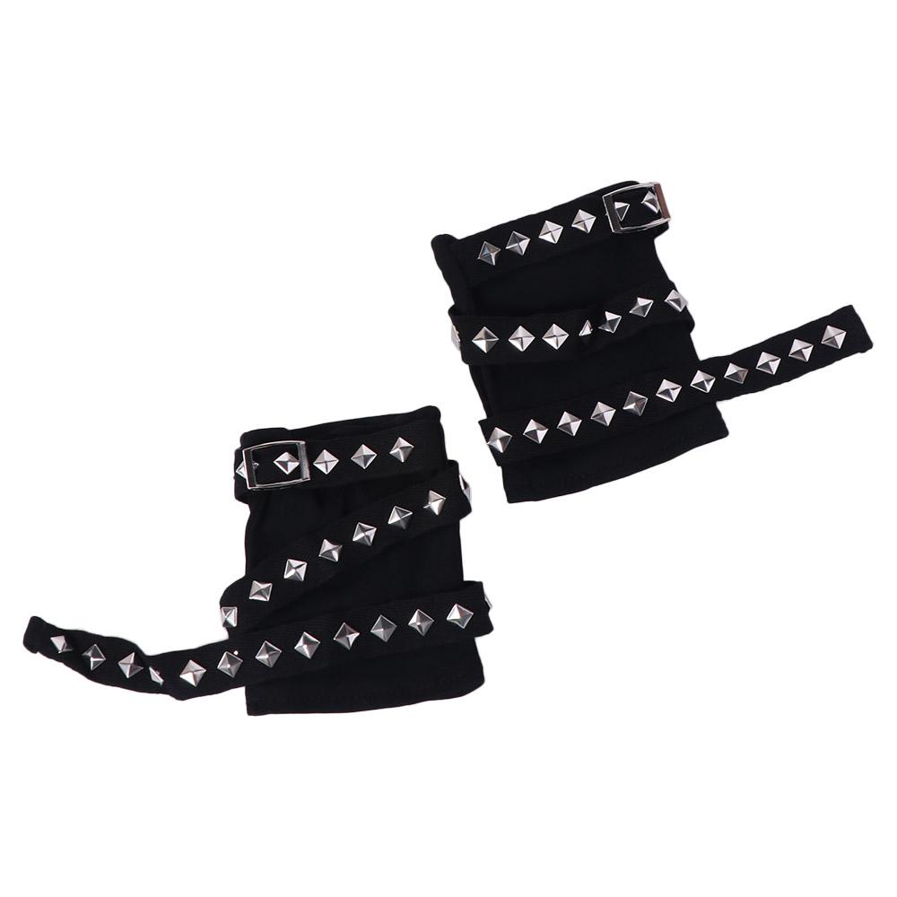 Cool Rope Cross Rivet Gloves Korean Style Hip Hop Fingerless Gloves Gothic Punk Short Arm Warmer Outdoors