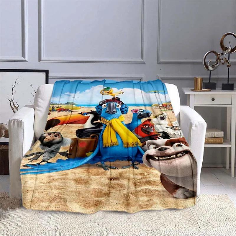 6 Größen Papagei Rio Bedruckte Decke Kinder Erwachsenendecke Weiche und Warme Bettwäsche für Bett Sofa Outdoor Reise Überwurfdecke