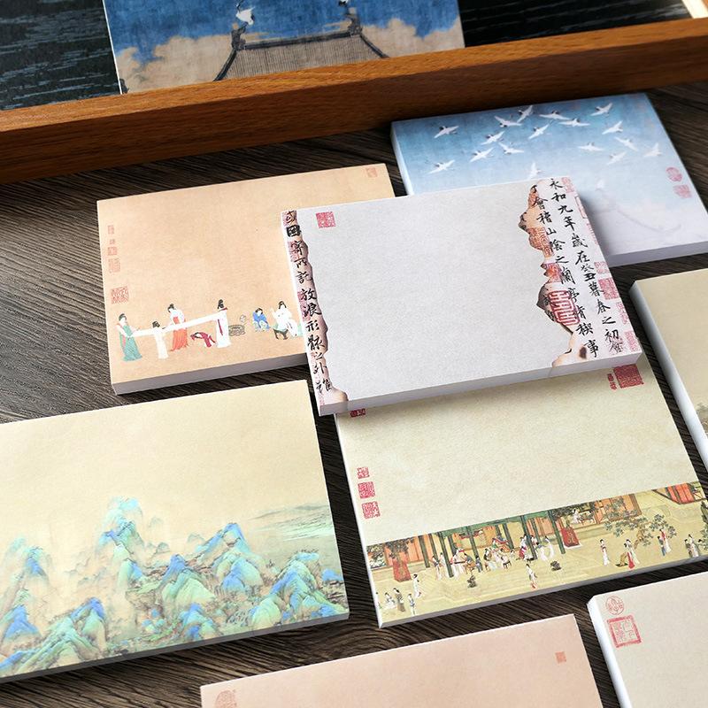 80 Blatt Notizblock Antiker Chinesischer Stil Malerei Notizzettel Kein Kleber Dekoratives Notizpapier Schreibwaren Büro Schulbedarf