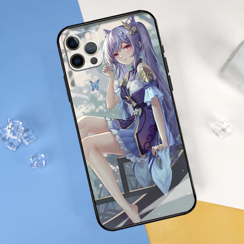 Genshin Impact Keqing Phone Case For iPhone 16 Pro Max 12 13 Mini 11 14 15 Pro Max XR 16 15 Plus 16e Cover Shell