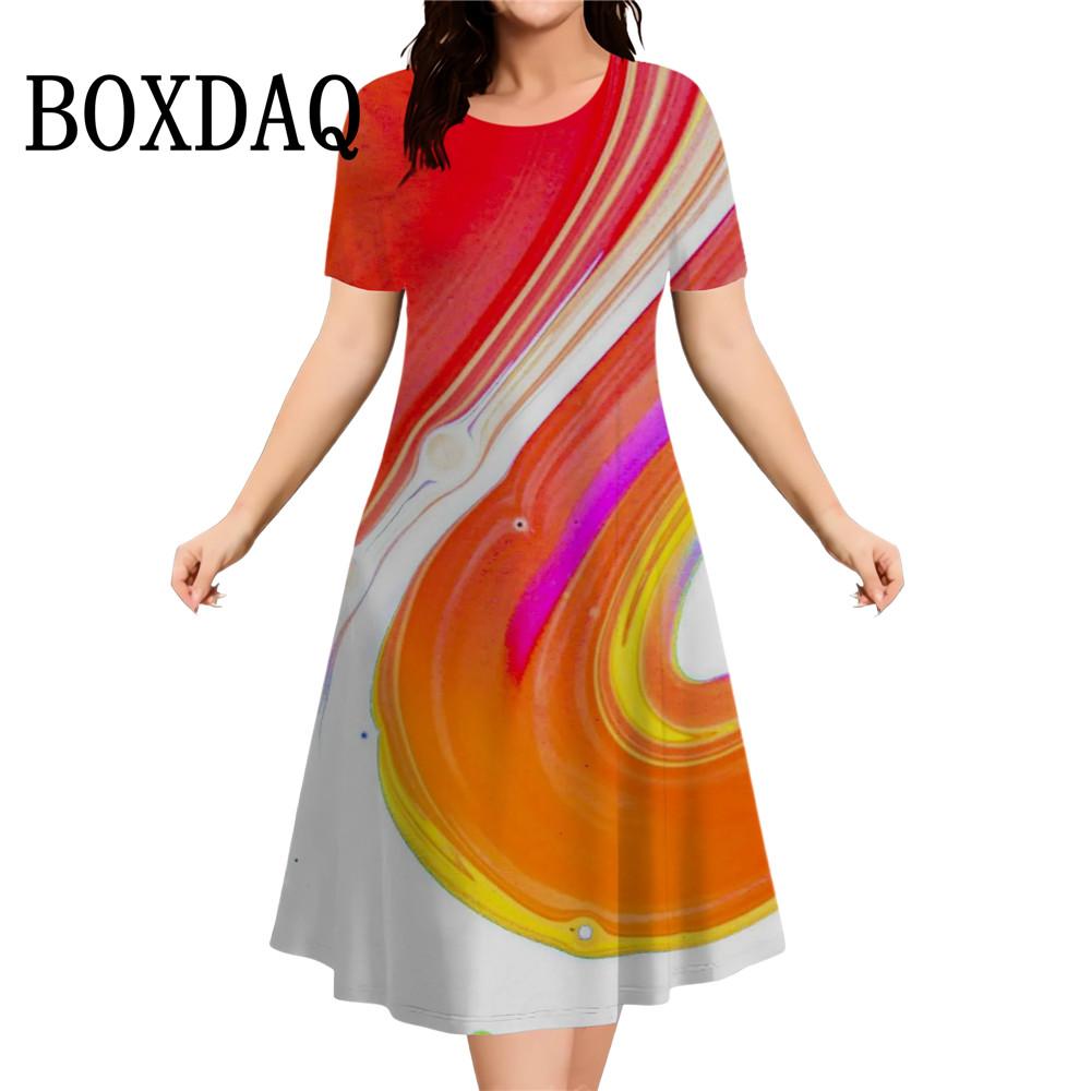 Women's casual fashion short-sleeved printed dress - Summer 2026 style - Elegant dress
