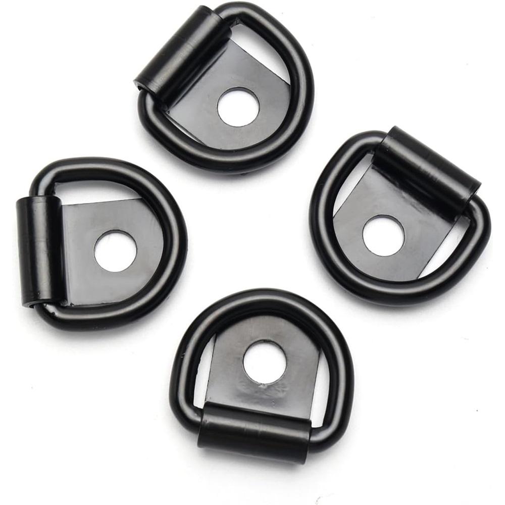 Heavy-Duty Steel D-Ring Tie-Down Anchor Set – 1/4" Thick, 2400 Lbs Capacity, Electrophoretic-Coated, For Trailer, RV, Truck Bed, Garage – 4/8 Pack