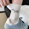 Spring and Summer Lightweight West Highland Terrier Socks, Cute Children's Mid-calf Socks, with Bows, Sweat-absorbing and Breathable Cotton Socks