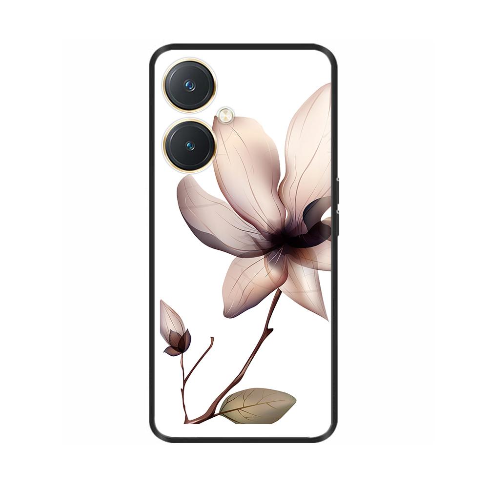 For Vivo Y27 Y27s Case Fashion Flowers Black Soft Coque Silicone Shockproof TPU Phone Cover Funda for Vivo Y27 Y 27 Bumper V2249