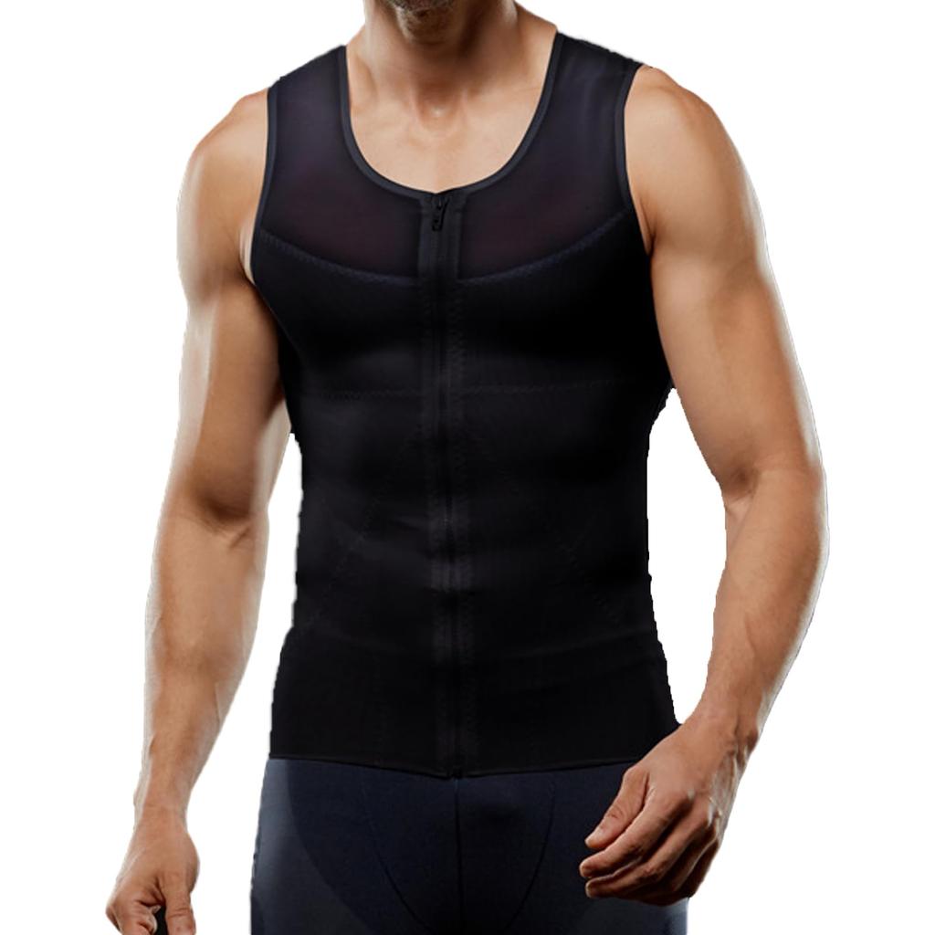 Zleufirty Compression Compression Shapewear with Training Tummy Tightening Men's Shirt, Innerwear, Zipper, Running, Sports, Wear, Sweat-Wicking,