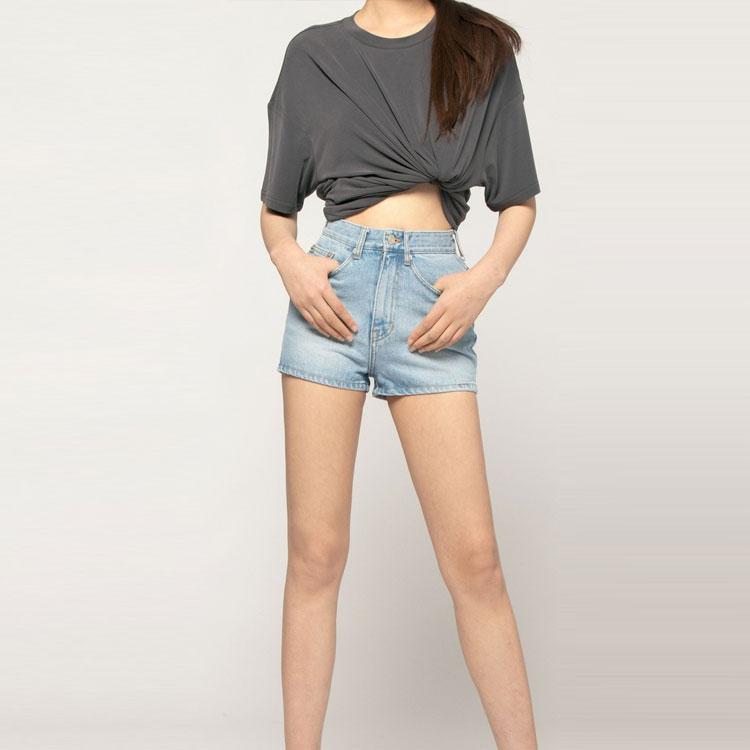 WE11DONE Letter Metal Logo Denim Shorts Women Shorts Light-Blue WD-DP7-20-069-W-IC