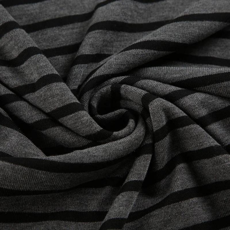 2KWEIRD Japanisches Basic Slim Langarm Streifen T-Shirt Schulterfrei O-Ausschnitt Koreanischer Streetstyle Frühling Herbst Y2K Graues T-Shirt Damen