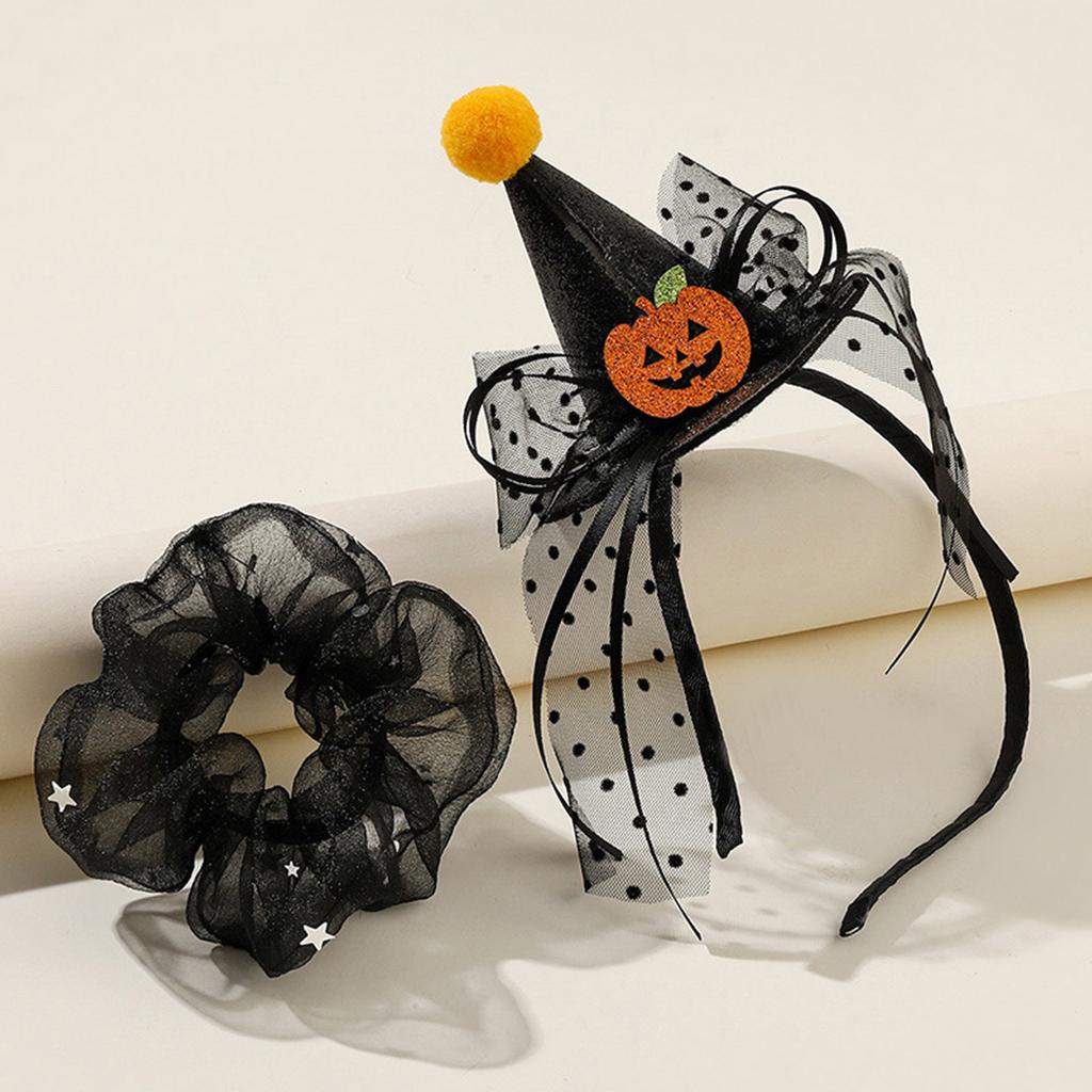 Hair Tie Headdress Headband Glitter Cartoon Pumpkin Strong Hold Catch Hair Hoop Hair Styling Tool