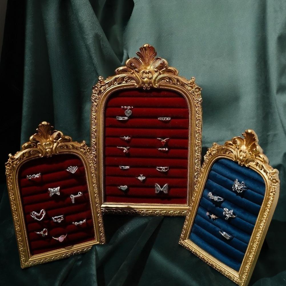 Vintage Jewelry Storage Shelf Velvet Earring Ring Shelves Jewelry Frame Display Shelves Home Decoration Display Cabinet