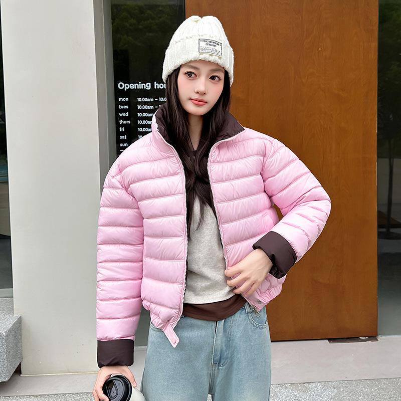 Women's short cotton-padded clothes, autumn and winter new models, contrasting colors, fashionable age-reducing and cold-proof clothes, temper