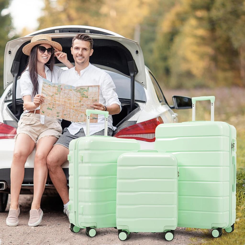 3-częściowy zestaw walizek (M-L-XL) 20 24 28, Twarde skorupy ABS+PC, Podwójne kółka 360°, Zamek TSA, Kieszenie wewnętrzne, Podróże służbowe/Rodzinne