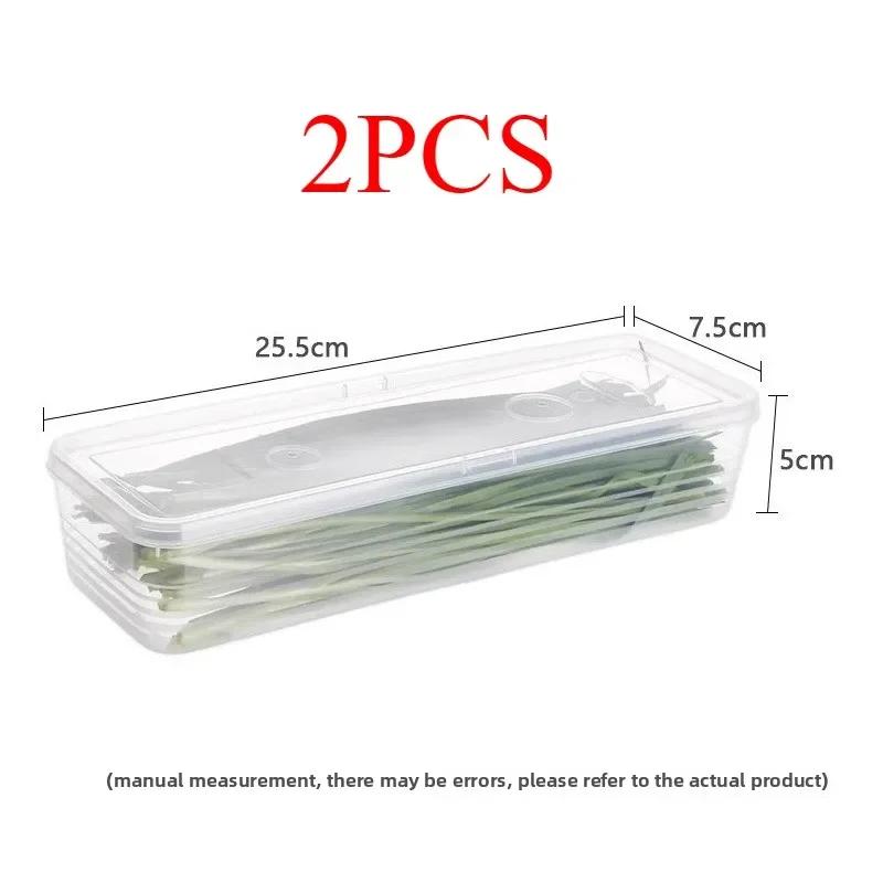 Refrigerator Fresh-keeping Storage Boxes Plastic Vegetable Scallions Food Container with Lid Kitchen Transparent Organizer