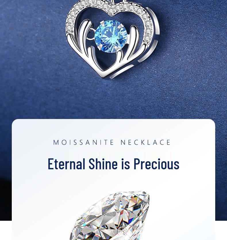 Deer with You Sterling Silver Necklace - Bouncing Heart Pendant, Ideal Gift for Women, Girlfriend's Birthday, or Christmas.