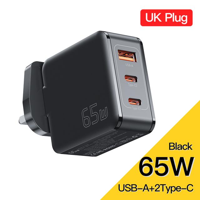 Essager PD65W GaN Charger 3 Ports Quick Charge 4.0 USB C Charger For iPhone 14 13 12 Pro Max For Xiaomi Samsung IPad Pro Charger