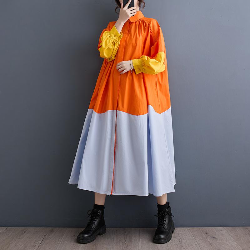 Весенне-летнее женское модное повседневное платье-рубашка больших размеров с длинными — фото 4